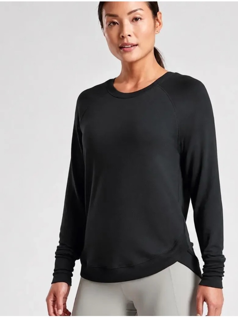 Athleta Mindset Modal Sweatshirt Black Long Sleeve Pullover Women’s